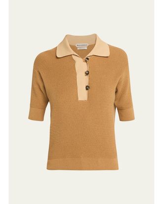 J.W.Anderson Short-Sleeve Textured Knit Polo Sweater