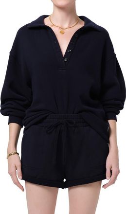 Citizens Of Humanity Johnny Collar Oversize Fleece Sweatshirt in Navy at Nordstrom, Size X-Small