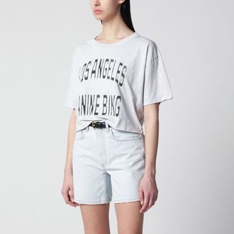 Anine Bing Johnny cropped T-shirt with vintage print in cotton grey
