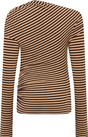 Pinko Diagonal-Stripe Wool-Blend Sweater - Camel