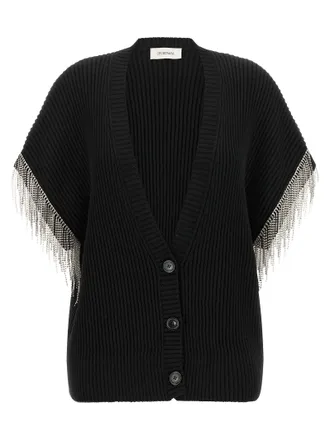 Sportmax Virgin Wool with Removable Sleeves Cardigan - Black