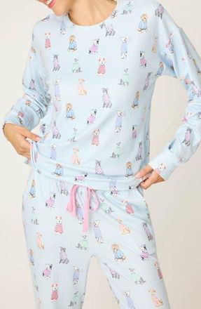 PJ Salvage Doggone Cold Long Sleeve Pajama Top in Blue Haze at Nordstrom, Size X-Small