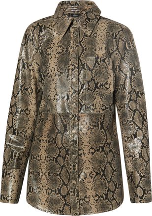 Faina Leren overhemd Dames beige slang