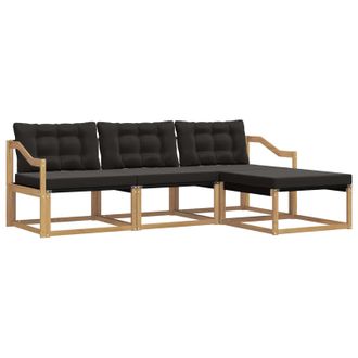 vidaXL Conjunto De Sof&aacute;s De Exterior Con Coj&iacute;n 4 Pcs Blanco Y Negro Vidaxl