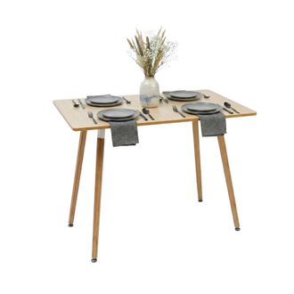 Relaxdays Mesa De Comedor Relaxdays, Rectangular, 75 X 110 X 70 Cm, Mdf Y Bamb&uacute;, Para 4 Personas, Estilo Escandinavo, Natural