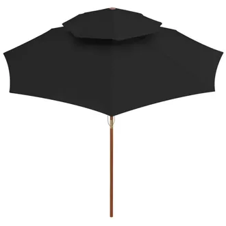 Berkfield Home Elegant Double Decker Parasol with Wooden Pole Black 270 cm