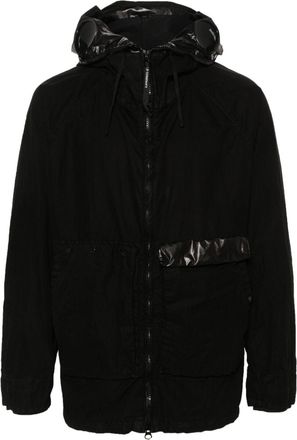 C.P. Company Zipped Goggle-detail hoodie jacket - men - Polyurethane Resin/Polyamide/Cotton/Polyurethane/Polyamide - 50 - Black