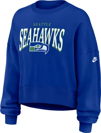 Nike Seattle Seahawks Rewind Phoenix Nike Womens NFL Oversized Pullover Crew in Blue | 01D74DAV78-NYG