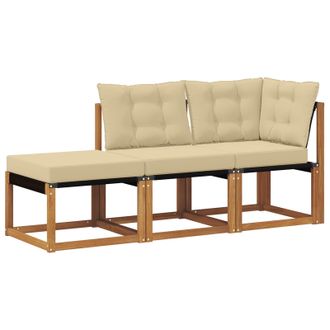 vidaXL Unidades De Sof&aacute; Modular De Exterior 3 Pieza Natural Y Beige Vidaxl