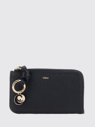 Chlo&eacute; Portacarte Alphabet in pelle a grana con charm e chiusura a zip