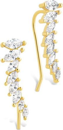 Sterling Forever Skye Cubic Zirconia Threader Stud Earring in Gold at Nordstrom