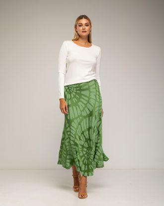 Tantra Midi rok van zijde, geometrische print