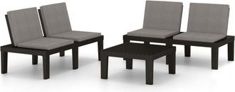 vidaXL Set De Muebles De Jard&iacute;n 3 Piezas Con Cojines Pl&aacute;stico Gris Vidaxl