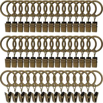 OEM 45 Anillas Para Cortinas Con Clips - Bronce Antiguo, Clips Resistentes Para Cortinas, Ganchos De Fijaci&oacute;n Para Barras De Tensi&oacute;n, Ganchos Decorativos 