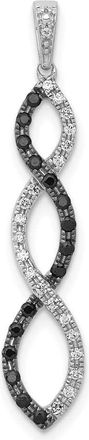 Diamond2Deal 14k White Gold 1/4 carat Black and White Diamond Twisted Pendant