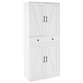 Costway Costway 183cm Tall Kitchen Pantry Modern Farmhouse Cupboard Cabinet in White