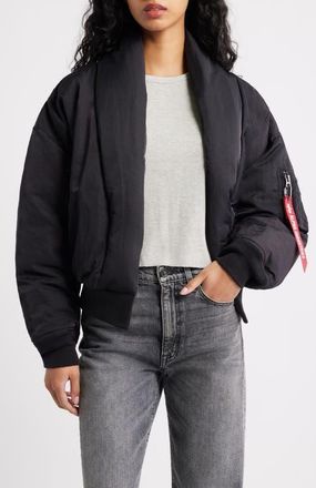 Alpha Industries Shawl Collar Down Flight Jacket in Black at Nordstrom, Size X-Small