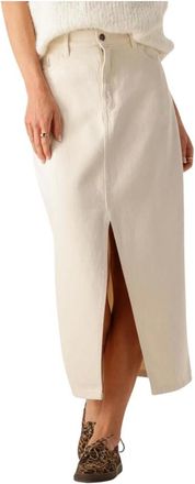 By-Bar Amsterdam Rokken, Dames, Beige, L, Elegante Elba Twill Rok in Wit