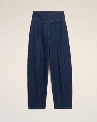 Ami Blue Cotton Wrapped Belted Ballon Fit Jeans Blue - 26 - for Women
