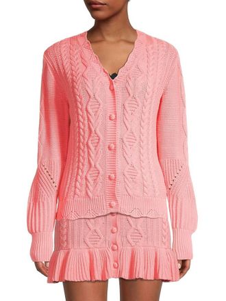 LoveShackFancy Anselma Cardigan In Powder Blush