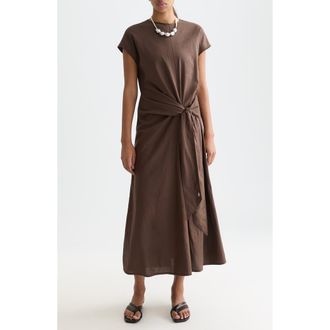 Scotch & Soda Relaxed Linen Blend Maxi Dress in Hot Fudge at Nordstrom, Size 12 Us