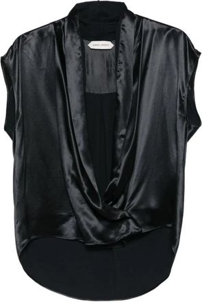 Alberta Ferretti Glossy Satin Shirt - Dames - Blouses - Zwart - S - Satijn - Overhemden