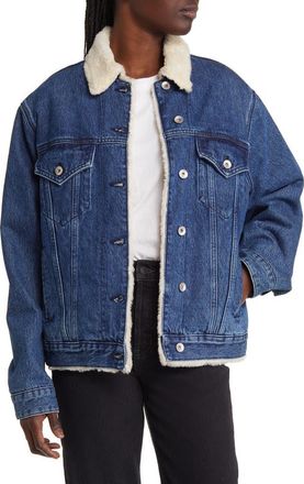 Rag & Bone Faux Shearling Lined Oversize Denim Jacket in Gates at Nordstrom, Size Large