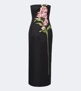 LEO LIN Rayna floral-applique bustier dress