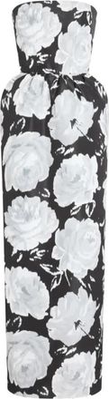 Patou Bloemen Bustier Lange Jurk - Dames - Avondkleed - Zwart - 2XS - Polyester - Kleedjes