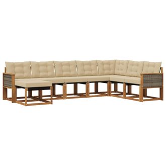 vidaXL Conjunto De Sof&aacute;s De Exterior Con Coj&iacute;n 8 Pcs Natural Y Beige Vidaxl