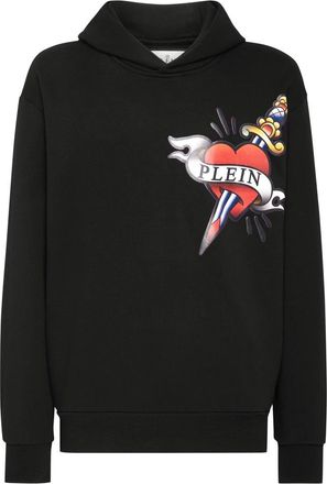 Philipp Plein Hooded Sweatshirt Love - Heren - Hoodies - Zwart - 2XL - Katoen - Hoodies & sweatvesten