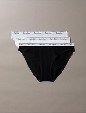 Calvin Klein Womens Icon Logo 3-Pack Bikini - Blue - XL