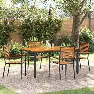 vidaXL Vidaxl - Conjunto De Comedor De Jard&iacute;n 5 Pcs Negro 150 X 90 X 75 Cm