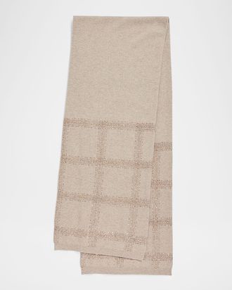 Brunello Cucinelli Sequined Check Wool Cashmere Scarf