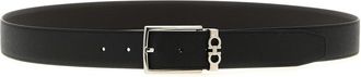 Ferragamo Black Solid Reversible Belt