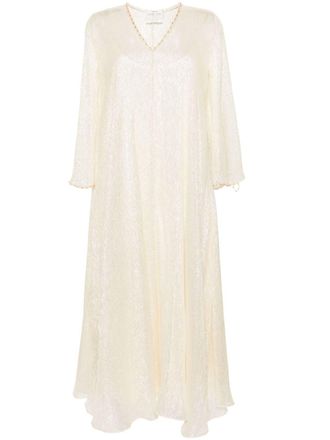 Forte_Forte lurex kaftan maxi dress - Neutrals