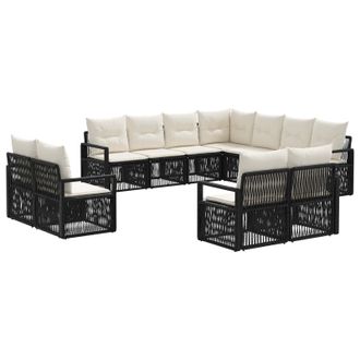 vidaXL Conjunto De Sof&aacute;s De Jard&iacute;n 11 Pcs Negro Rat&aacute;n Sint&eacute;tico Vidaxl