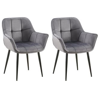 Clp Set de 2 silla de comedor con reposapi&eacute;s en terciopelo gris oscuro