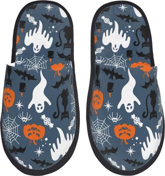 Generic Camping Slippers Halloween Plush Lined Slipper Portable Sleepers Casual Fuzzy Slippers For Travel Indoor M