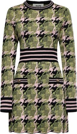 Silvian Heach Jacquard jurk - Dames - Kleedjes - Groen - 2XS - Wol - Kleedjes