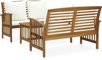 vidaXL 3 Piece Garden Lounge Set with Cushions Solid Acacia Wood, 3057976