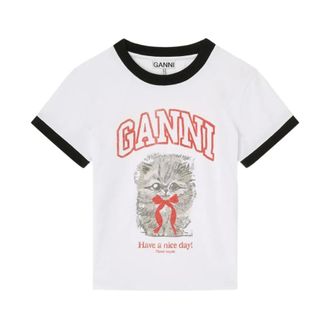 Ganni Dames, Tops, Wit, Maat: XS Katoen