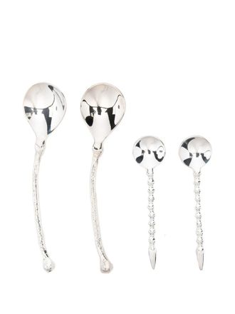 ALIGHIERI totemic beaded dessert spoons - Silver