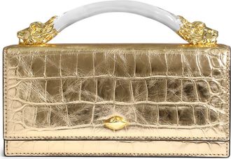 Alexis Bittar Lioness Croc Embossed Leather Bag in Gold at Nordstrom