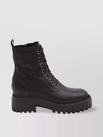 Hogan leather chunky biker ankle boots