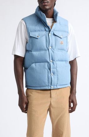 Moncler Ervional Denim Down Puffer Vest in Coronet Blue at Nordstrom, Size 6