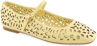 Kenneth Cole Jasper Perforated Mary Jane Flat in Butter Yellow at Nordstrom, Size 6.5