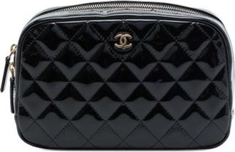 Chanel Pre-owned Quilted Leather Pouch - Dames - Vintage Clutch - Zwart - ONE Size - Vintage