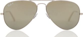 Ray-Ban RB3025 Aviator Large Metal Polarized 003/59 Mens Sunglasses Silver Size 58