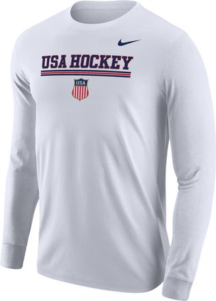 Nike Mens Fanwear Hockey Long-Sleeve T-Shirt in White | M12333USAH-WHT